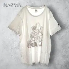 【INAZMA イナズマ】　プリント　Tシャツ　白　コットン　綿　ホワイト