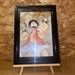 ワンピース　ルフィ　イラスト　切り抜き　A4フレーム付き