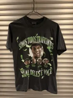 メッセージ Tシャツ フェード　古着　ポルトガル語　ブラジル　社会批判