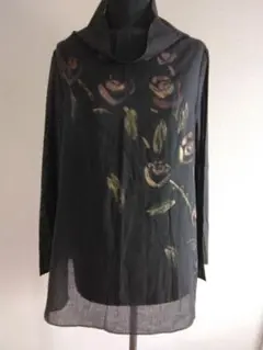 花柄シースルー長袖チュニック