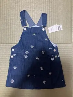 花柄刺繍デニムジャンバースカート M プティマイン　新品未使用タグ付き