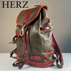希少 HERZ ヘルツ リュック オールレザー ロゴ型押し 巾着 多機能モデル