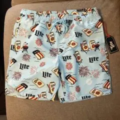 Miller Lite 花火プリント 水着 ショートパンツ