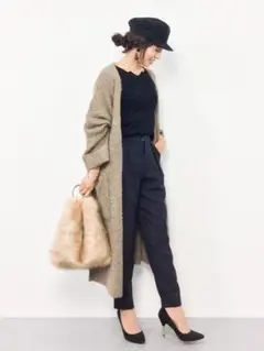 Luz Llena アルパカ混 ブークレニットロングカーディガン