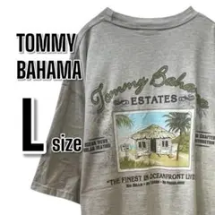 【840】TOMMY BAHAMA グレー 夏プリントUSA古着 半袖Tシャツ