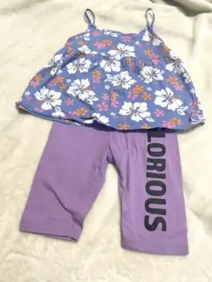 キッズ　コーデセット　H&M ハイビスカス柄キャミソール　トップス　レギンス