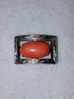 赤珊瑚 帯留め シルバー レトロ