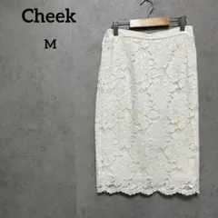 チーク　Cheek レースタイトスカート　M 白　オフィス　上品