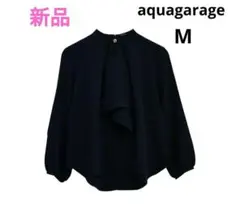 新品 aquagarage スカーフタイブラウス トップス シャツ ネイビー М