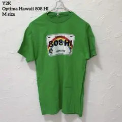 【Y2K】Optima Hawaii 808 HI グリーン Tシャツ Mサイズ