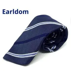 Earldomネクタイ 紺×白　ストライプ　シルク100％　ハンドメイド　日本製