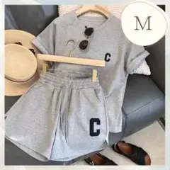 セットアップ　ルームウェア　ショートパンツ　グレー　部屋着　M