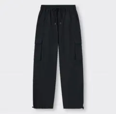 GU カーゴパンツ 黒 ゴムウエスト S