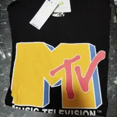 MTV ロゴプリント ブラックTシャツ GU