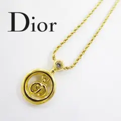 【美品】クリスチャンディオール ヴィンテージ ロゴ チャーム ラウンドネックレス