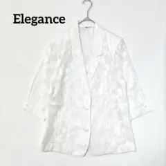 【エレガンス】　サマージャケット　シャツ　薄地　透け感　総柄　肩パッド　七分袖