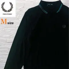 フレッドペリー ブラック ポロシャツ 長袖シャツ ワンポイント 鹿の子 M