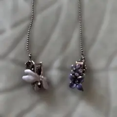 【帽子飛び防止クリップ】トンボ＆すみれ 紫の花モチーフ おしゃれアクセサリー
