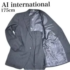 ★美品★ ビジネススーツ ダークグレー ストライプ セットアップ　 L 175