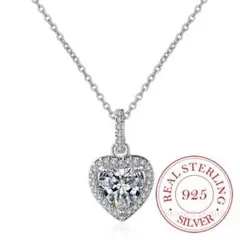 最高級 ジルコニア ハートネックレス Silver925 刻印入り