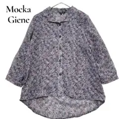 Mocka Giene☆花柄長袖シアーシャツ 透け感　肩パッド　アシメントリー