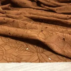 レンガ色　葉っぱ柄刺繍レース生地　3m
