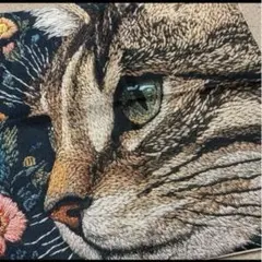 ソファ　クッションカバー　猫D　キジ猫　刺繍風　45x45　猫の雑貨　インテリア