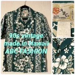 ビンテージ 90s ABC FASHION メンズS アロハシャツ　伝統　花柄