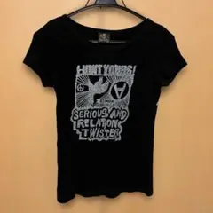 ブラック グラフィックプリント Tシャツ 半袖