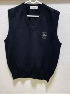 バーバリー セーター ベスト 制服 黒 ブラック Lサイズ ウール100%