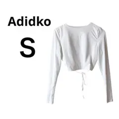 Adidko ホワイト クロップド長袖トップス S