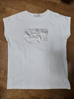 Linduce シルバー　箔プリント ホワイトTシャツ
