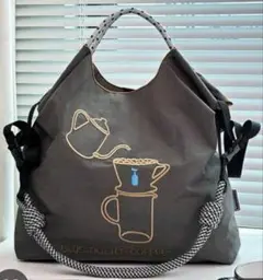 BLUE BOTTLE COFFEE エコバッグ カーキ　M ショルダー付き