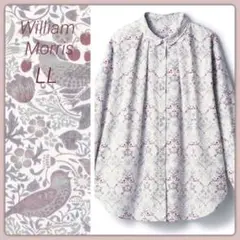 【ウィリアム・モリス】いちご泥棒❤️ 総柄 丸衿ブラウス / LL〈オフ白系〉新品