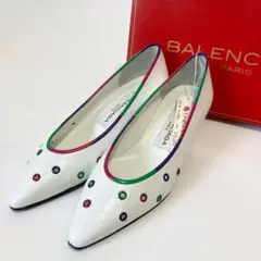 新品✨一点物 バレンシアガ【22相当】パンプス パンチング ローヒール レザー