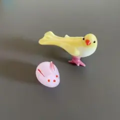 ガラス細工　うさぎ　鳥