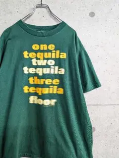 テキーラ　メッセージアート 緑 Tシャツ　シングルステッチ