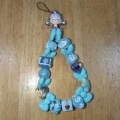 携帯ストラップ　ブルー　SPちゃん　大きめ
