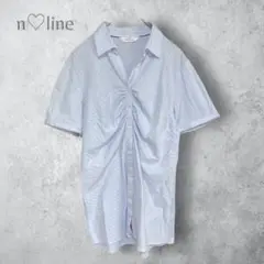 【n♡line エヌライン】　シャーリング　半袖シャツ　ワイシャツ　洗える　綿