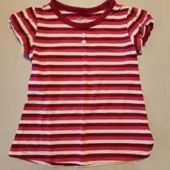WORLD BASIC 赤と白ストライプ Tシャツ 110cm