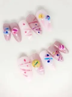 ニュアンスネイルチップ ヨーヨーネイル 夏ネイル 夏祭り 水風船 ネイル