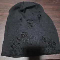 ロエン　Roen スワロフスキースカル　ダメージ加工　ニットキャップ