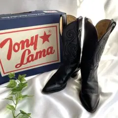 TonyLama トニーラマ レディース ショートウエスタンブーツ 黒 23.5