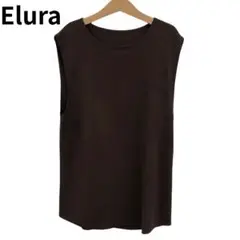 Elura ブラウン ノースリーブ　オフィスカジュアル　Uネック　ニット