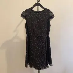 一回着美品　組曲　ワンピース　シフォン　小花柄　L L 130-140 黒
