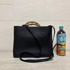 バンブーハンドル　スクエアバッグ　ショルダーバッグ　グリーンレーベルリラクシング