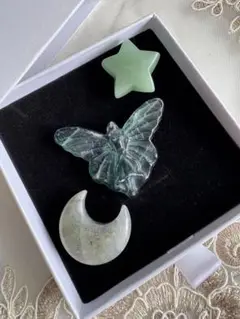 天然石 置物 3個セット バタフライ 星 月