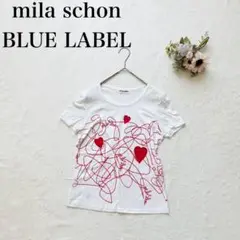 美品！【ミラショーン】クルーネックTシャツ（L）ハート ラメ 英字ロゴ 白
