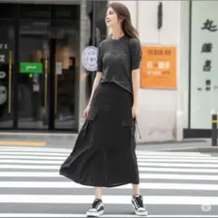【大特価】 Lax Pan Tia 黒のタイトスカート Ｌ サイドポケット付き