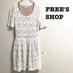 FREE'S SHOPフリーズショップ　ひざ丈シアーレースワンピース　半袖　花柄
